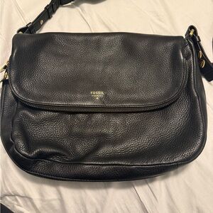 Fossil Black Leather Crescent Women's Bag